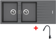 Sinks PERFECTO 1160 DUO Titanium + ELASTA S černá matná 